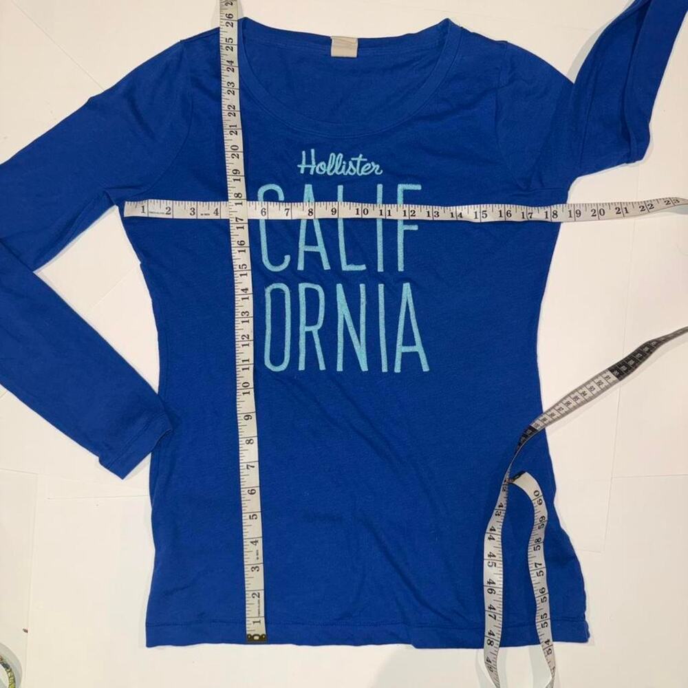 Hollister Long Sleeve Tee Size Large Blue Y2K 2010s California Beach Preppy - Picture 4 of 8